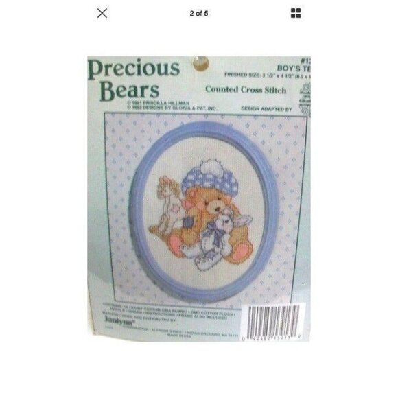 Janlynn Precious Boy's Teddy Rocking Horse and Rabbit Counted Cross Stitch Kit - Picture 3 of 5